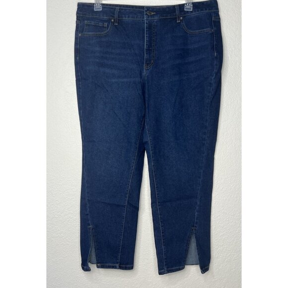 Time And Tru Dark Wash Jeans Slit Front Sz 18 Regular High Rise - Picture 2 of 11